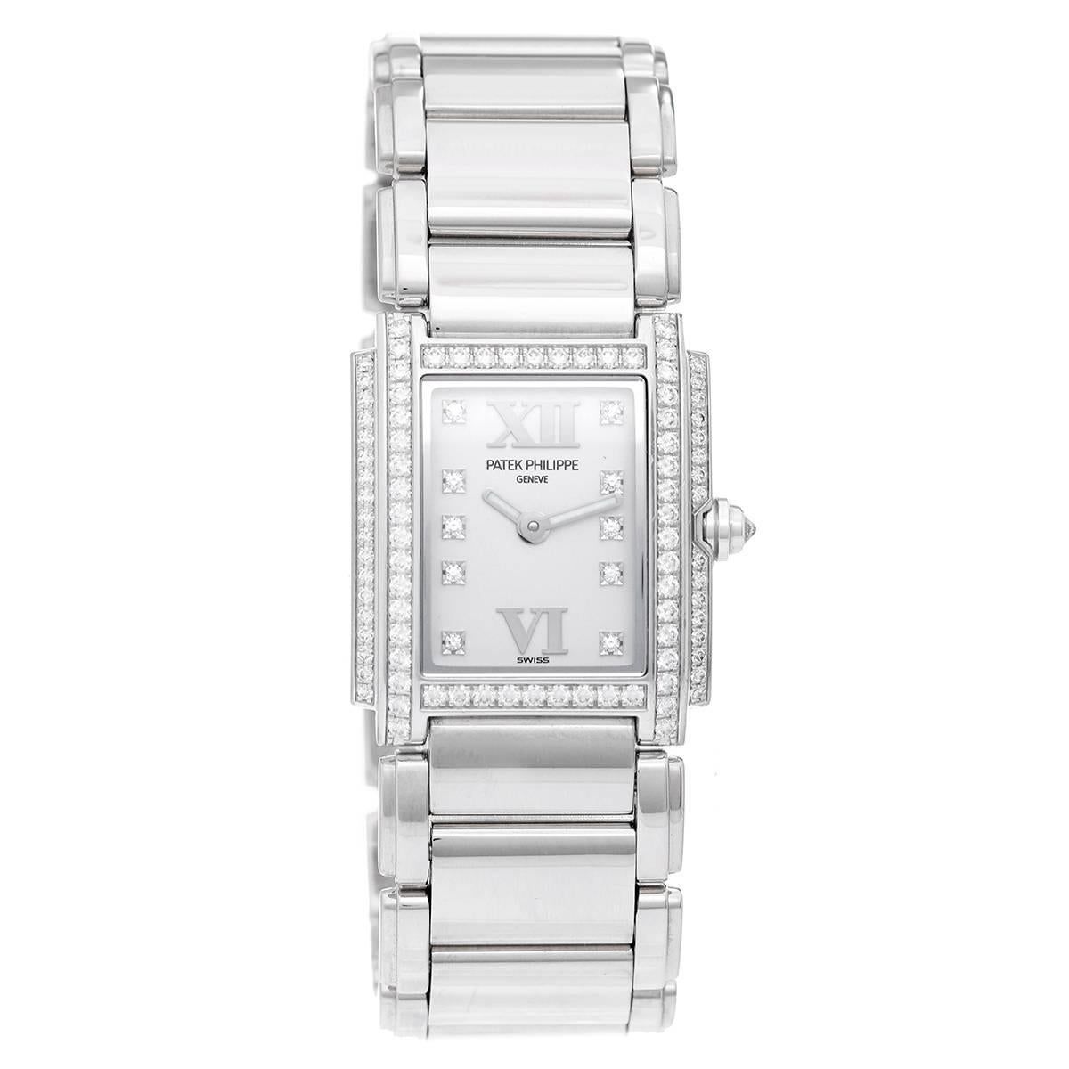 Patek Philippe Ladies White Gold Diamond Twenty-4 Quartz Wristwatch