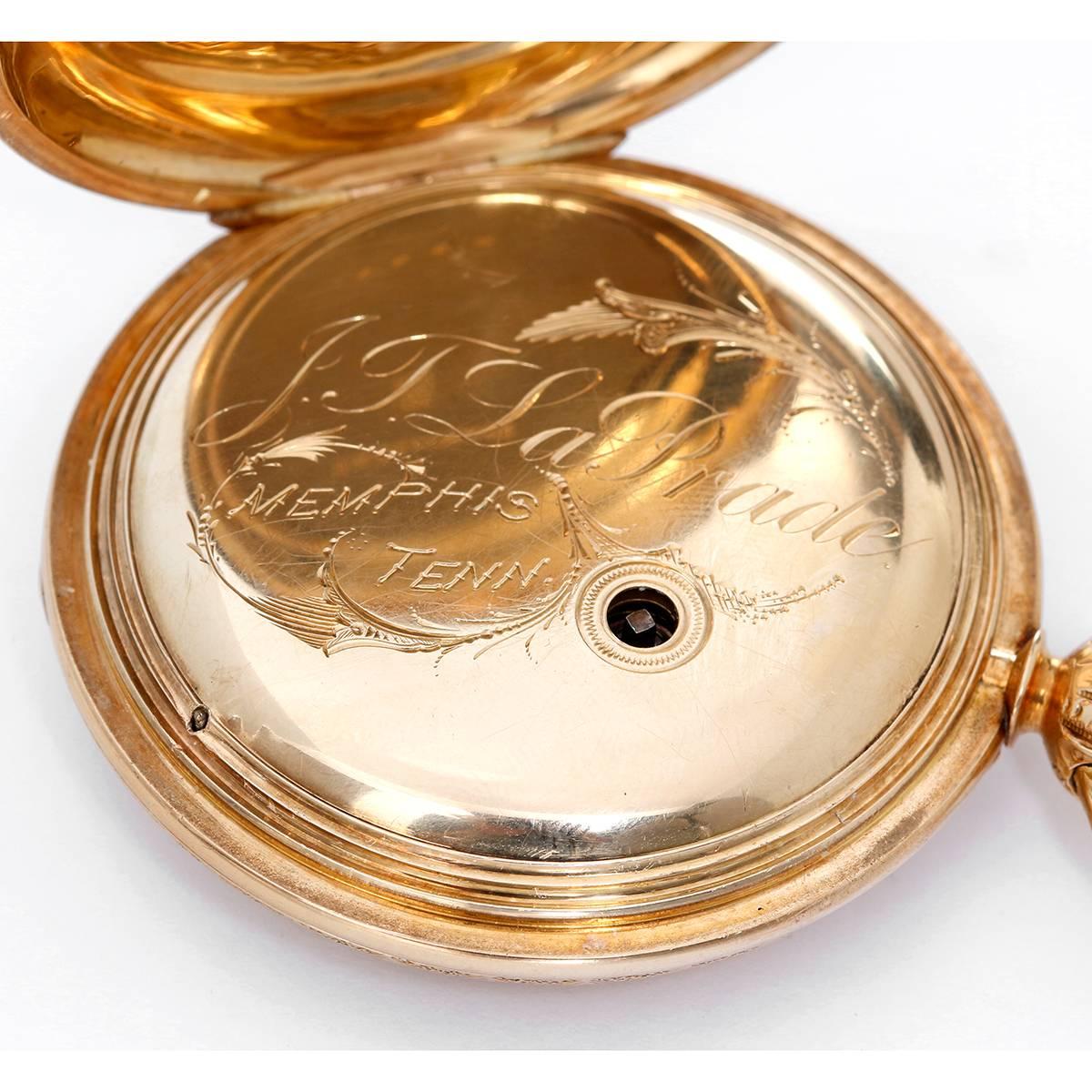 engraved gold pocket watch