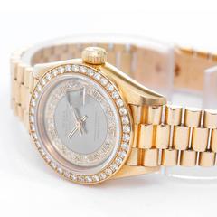 Rolex Ladies Yellow Gold President Diamond Bezel Automatic Wristwatch