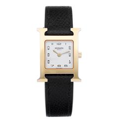 Hermes Ladies Gold-Plated H Hour Small Quartz Wristwatch