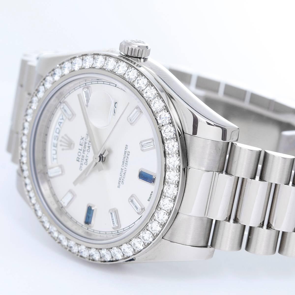 Rolex President Day-Date II White Gold Diamond Wristwatch Ref  218349 In Excellent Condition In Dallas, TX