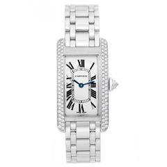 Cartier Ladies White Gold Diamond Tank Americaine Quartz Wristwatch Ref WB7018L1