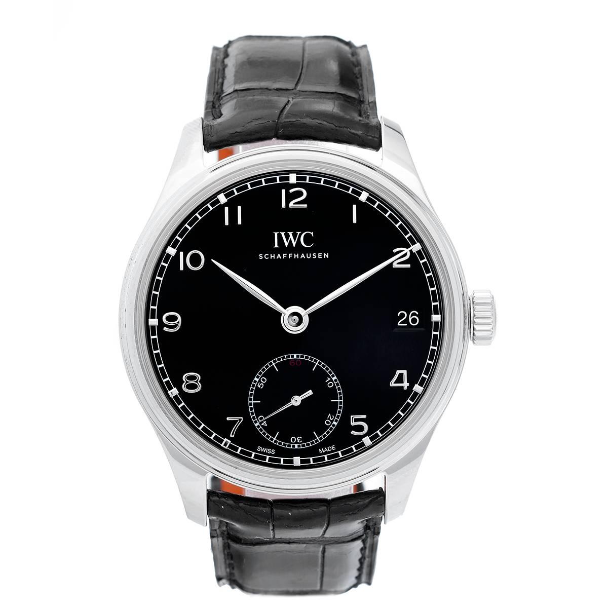 IWC Portuguese Hand Wound Eight Days Black Automatic Wristwatch Model IW510202