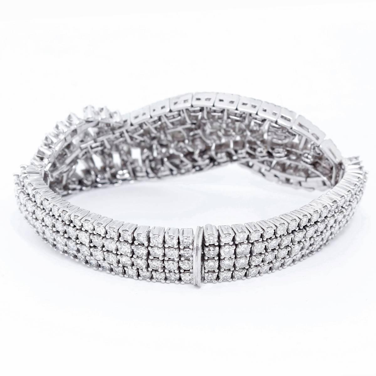 Curved Diamond Platinum Tennis Bracelet 3