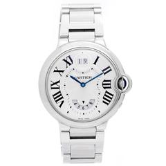 Cartier Stainless Steel Ballon Bleu Two Timezone Midsize Quartz Wristwatch