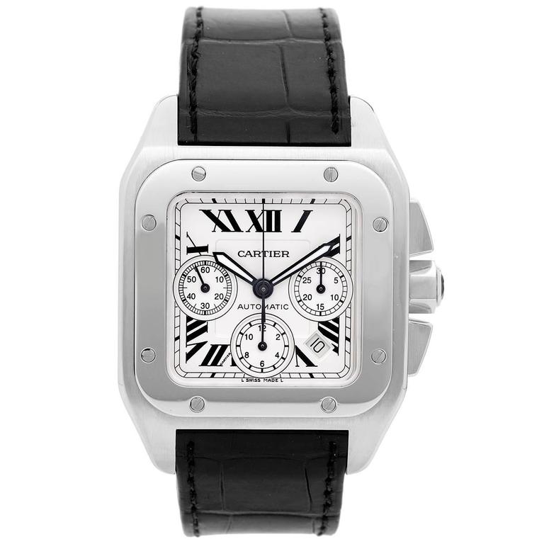 Cartier Stainless Steel Santos 100 Chronograph Automatic Wristwatch Ref ...