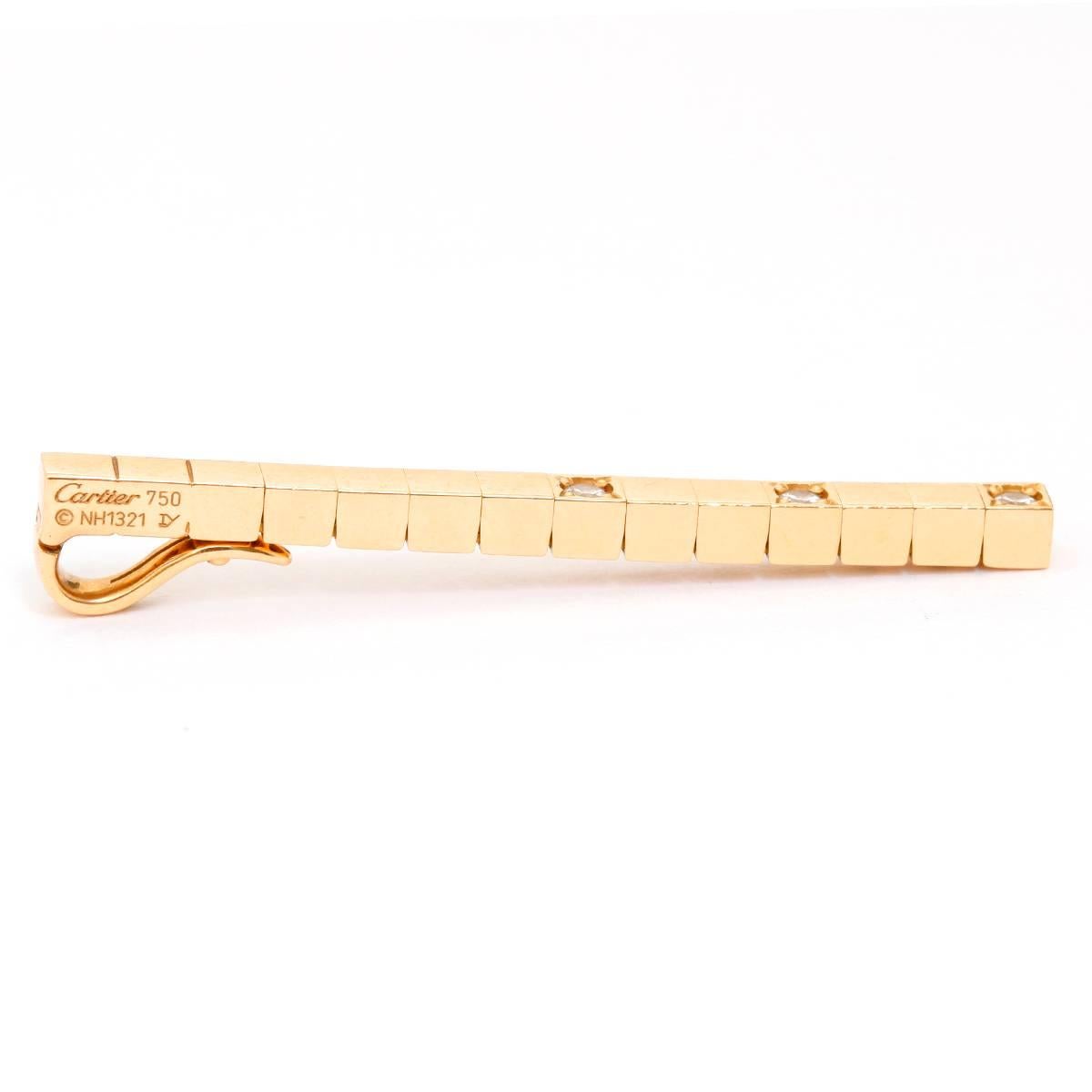 Cartier Lanieres 18K Yellow Gold Pendant with Diamonds - . Link pendant with three diamonds. Pre-owned with Cartier Certificate and Cariter Box. Hallmarks: Cartier, 750, Serial Number. Total weight 40 grams.