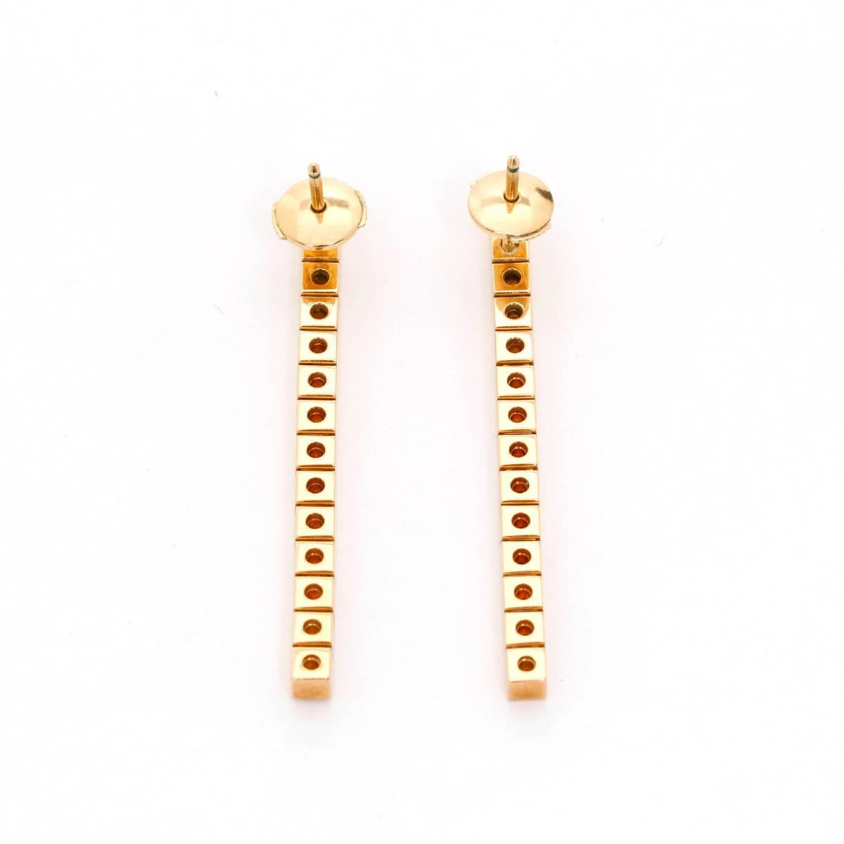 Cartier Lanieres Yellow Gold Drop Earrings In Excellent Condition In Dallas, TX