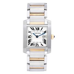 Cartier Yellow Gold Stainless Steel Tank Francaise Quartz Wristwatch