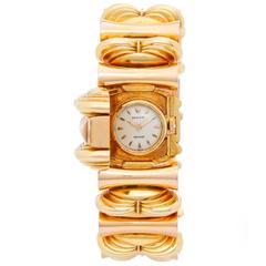 Rolex Ladies Yellow Gold Precision Rare Retro Manual Wind Bracelet Wristwatch