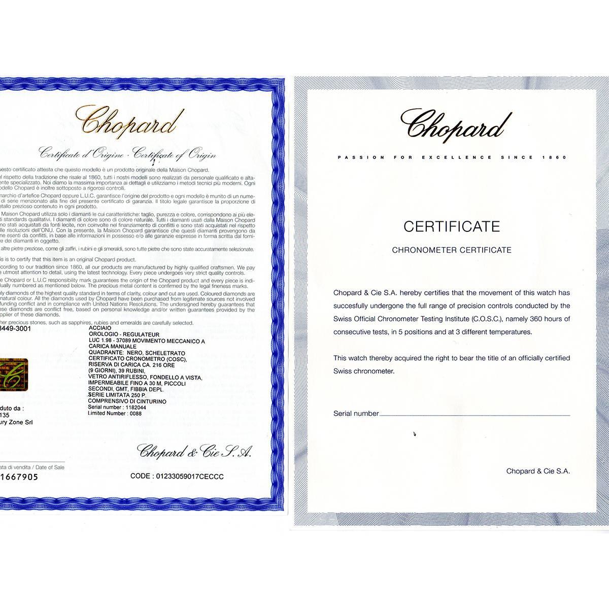 Chopard Stainless Steel LUC Tech Regulator Manual Wind Wristwatch Ref 16/8449 2