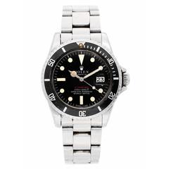 Retro Rolex Stainless Steel Red Submariner 1680 Oyster Bracelet Automatic Wristwatch