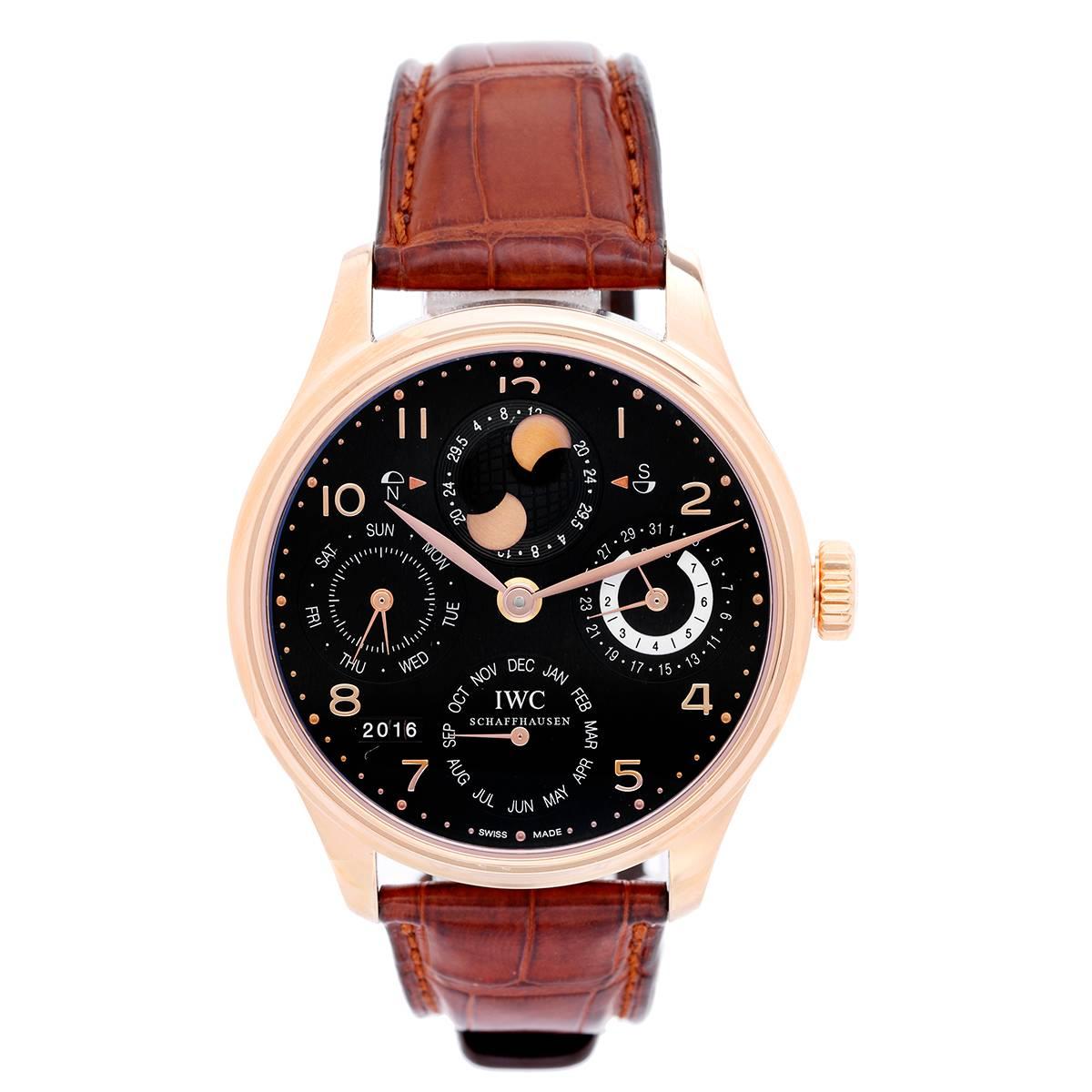 IWC Portuguese Rose Gold Perpetual Calendar Automatic Wristwatch