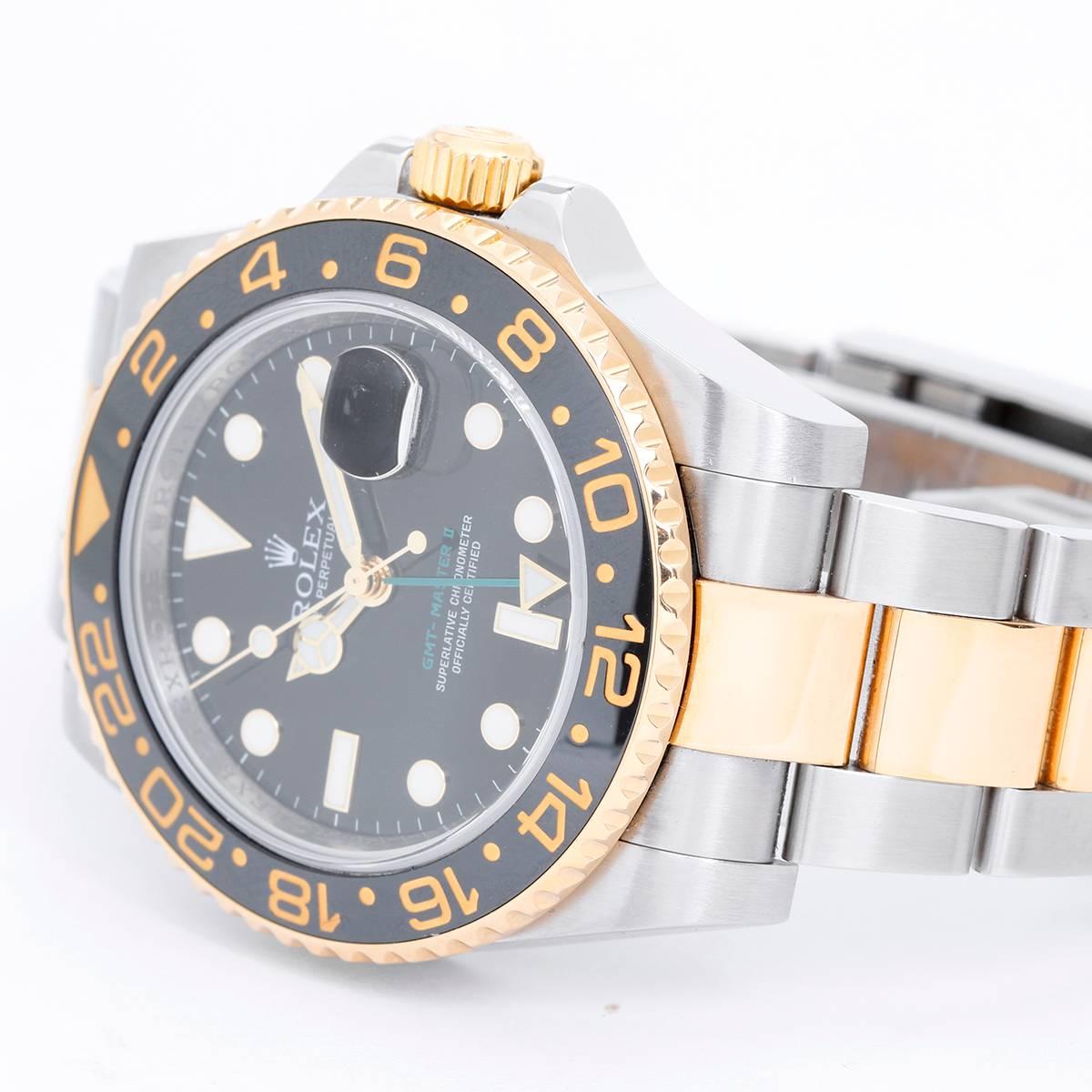Rolex yellow gold stainless steel GMT-Master II Automatic wristwatch  In Excellent Condition In Dallas, TX