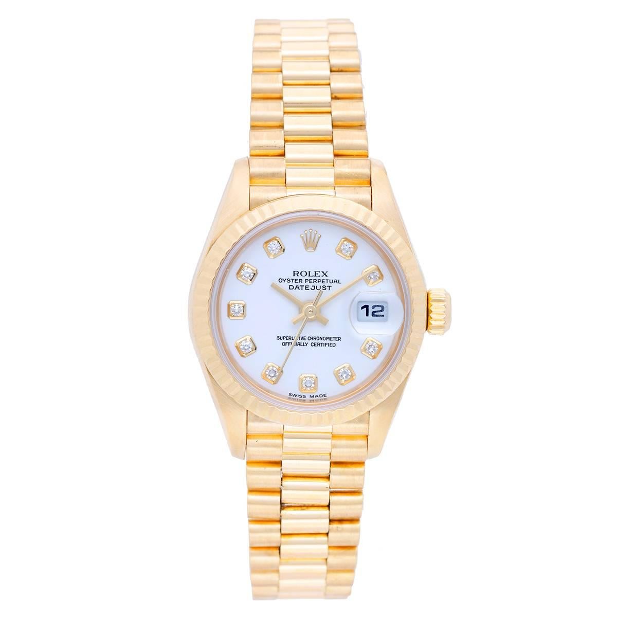 Rolex Ladies President Yellow Gold Diamond Wristwatch Ref 79178
