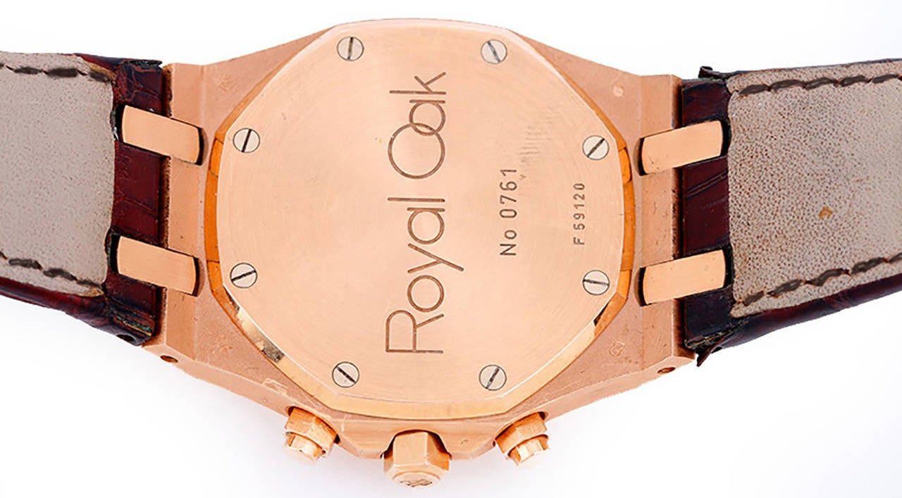 Audemars Piguet Rose Gold Royal Oak Chronograph Wristwatch In Excellent Condition In Dallas, TX