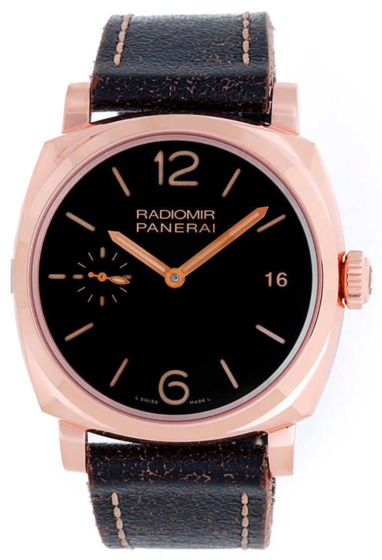 Panerai Rose Gold Radiomir Manual Wind Wristwatch Ref PAM 515