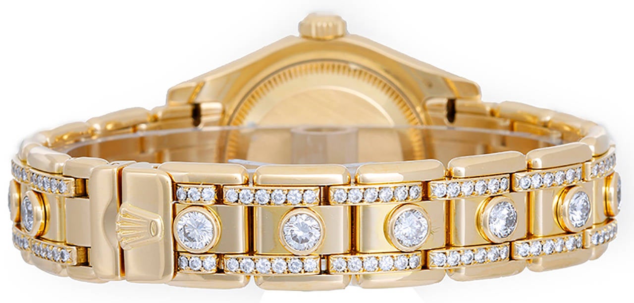 Rolex Lady's Yellow Gold Diamond Masterpiece Pearlmaster Wristwatch Ref 69298