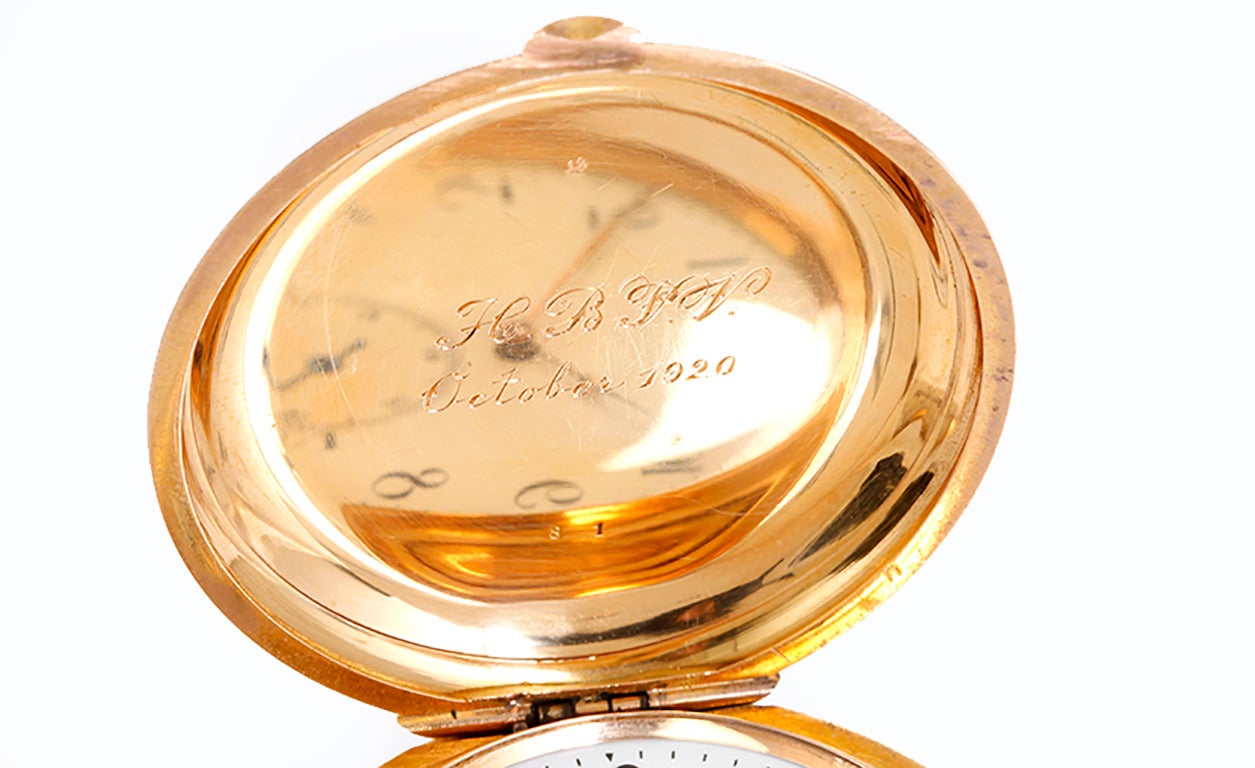 Henry Capt Rose Gold Quarter Hour Repeater Hunting Case Pocket Watch In Good Condition In Dallas, TX