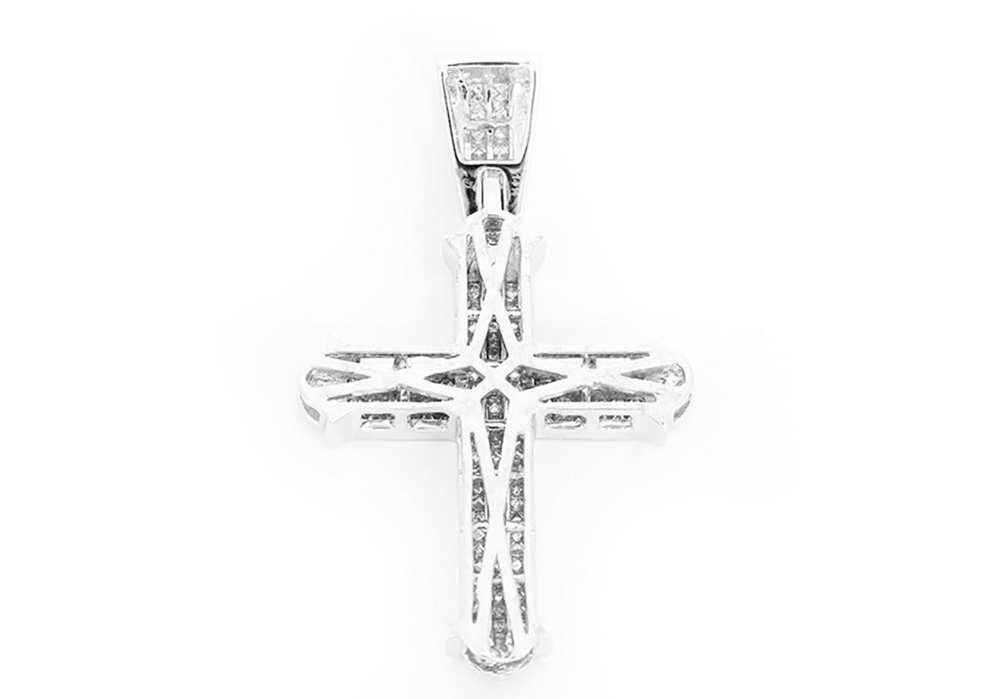 Amazing Invisible Set Diamond Gold Cross Pendant