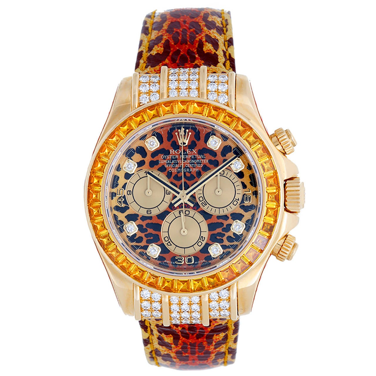 Rolex Yellow Gold Daytona Leopard Cosmograph Wristwatch Ref 116598 SACO at  1stDibs | rolex daytona saco, rolex saco, cheetah rolex