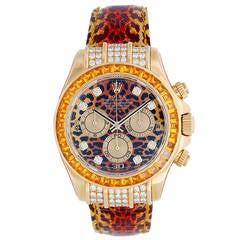 Rolex Yellow Gold Daytona Leopard Cosmograph Wristwatch Ref 116598 SACO
