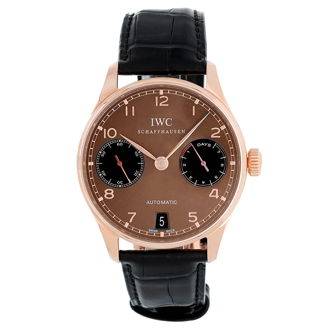 IWC Rose Gold Portuguese 7 Day Power Reserve Automatic Wristwatch Ref IW500124