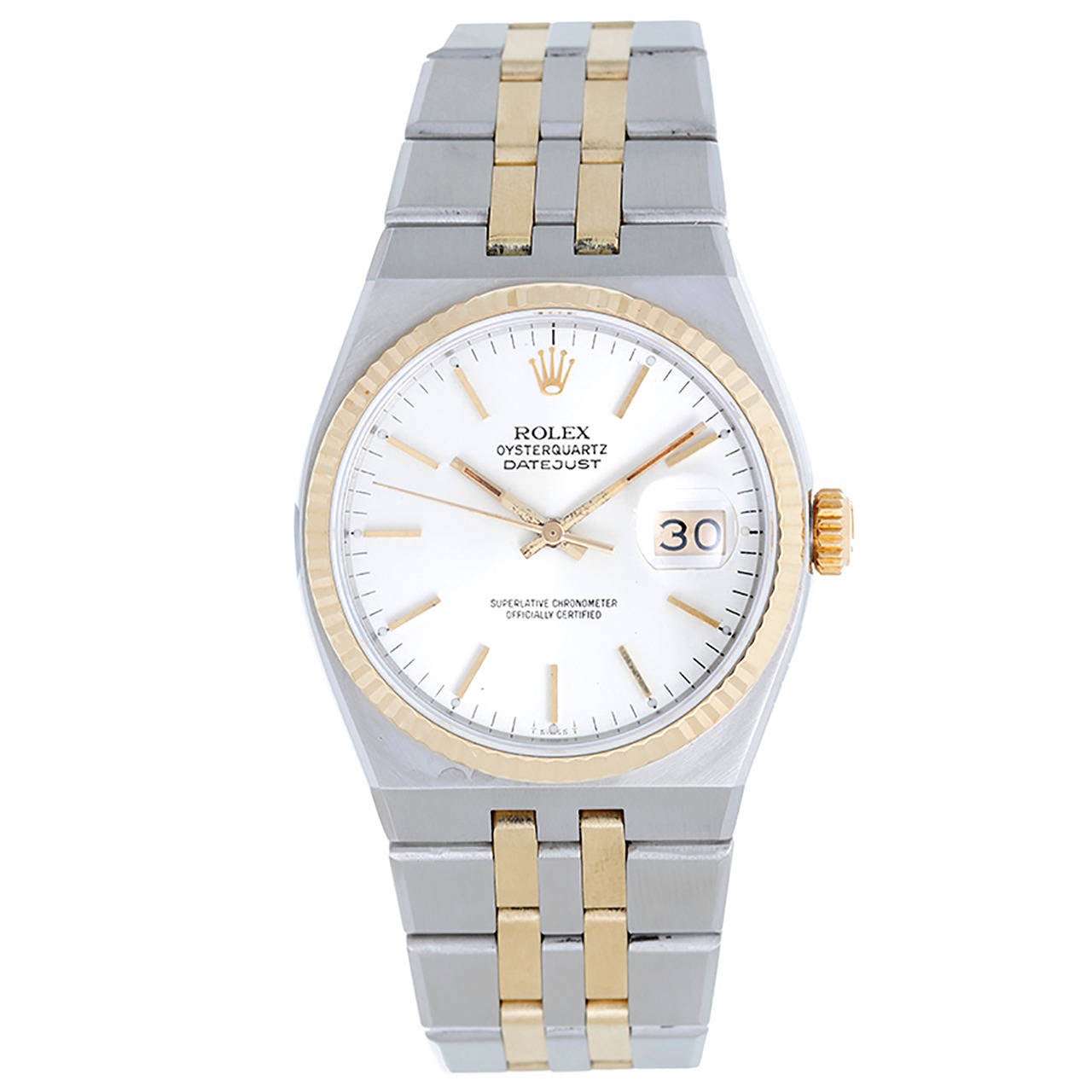 Rolex Yellow Gold Stainless Steel Oysterquartz Datejust Wristwatch Ref 17013