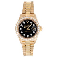 Rolex Lady's Yellow Gold Diamond President Wristwatch Ref 69178 8