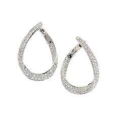 Stunning Oval Diamond Gold Hoop Earrings 5