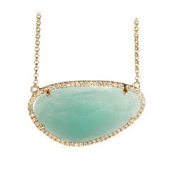 Amazing Amazonite Diamond Gold Necklace