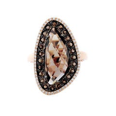 Amazing Smoky Quartz Diamond Gold Ring 11