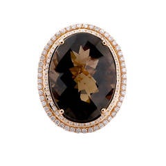 Amazing Smoky Quartz Diamond Rose Gold Ring