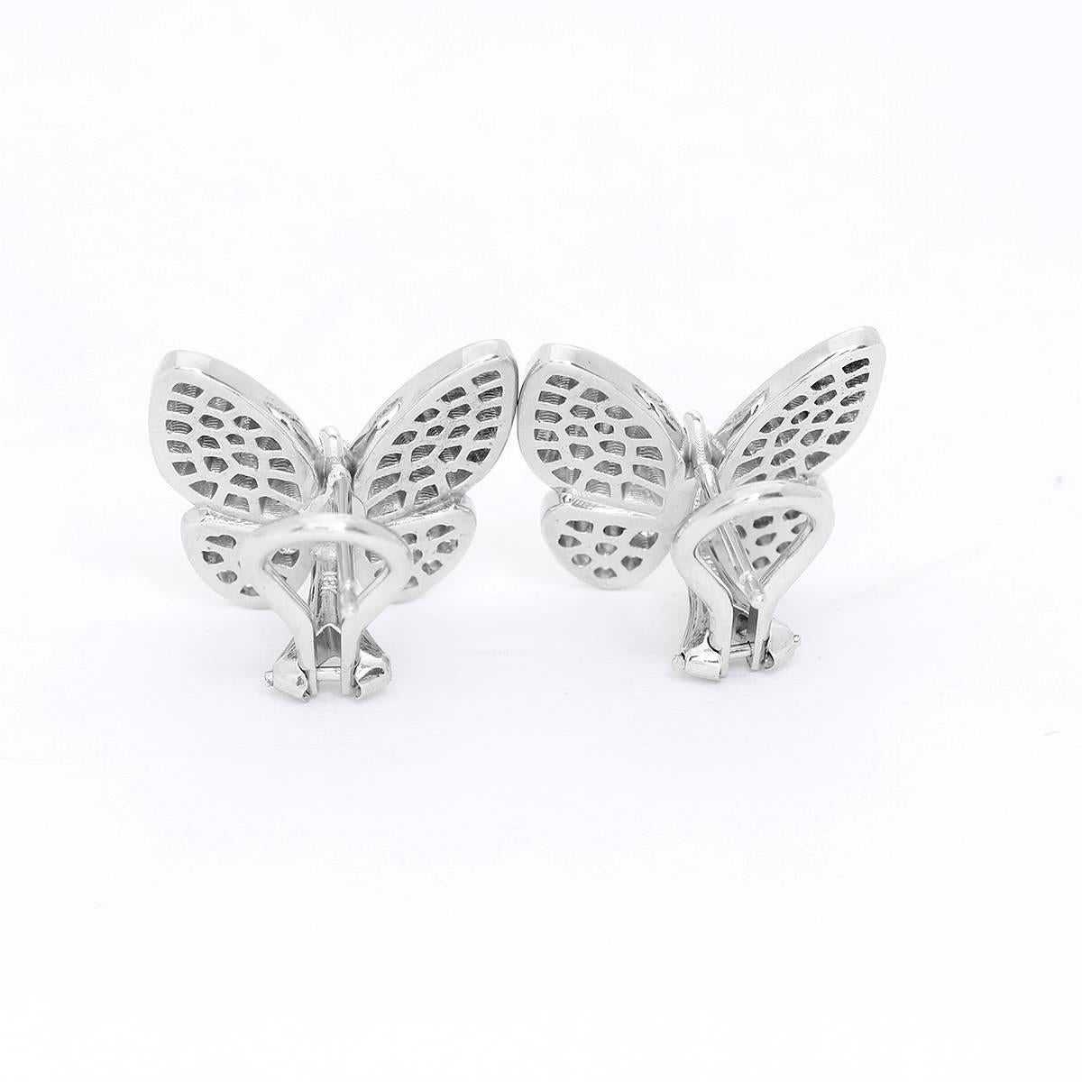 White Gold Diamond Butterfly Earrings In New Condition In Dallas, TX