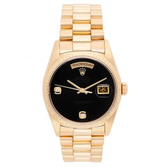 Retro Rolex yellow gold President Day-Date Onyx Dial Automatic Wristwatch Ref 18238 