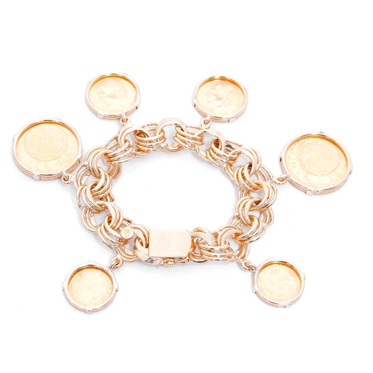 mexican gold coin bracelet