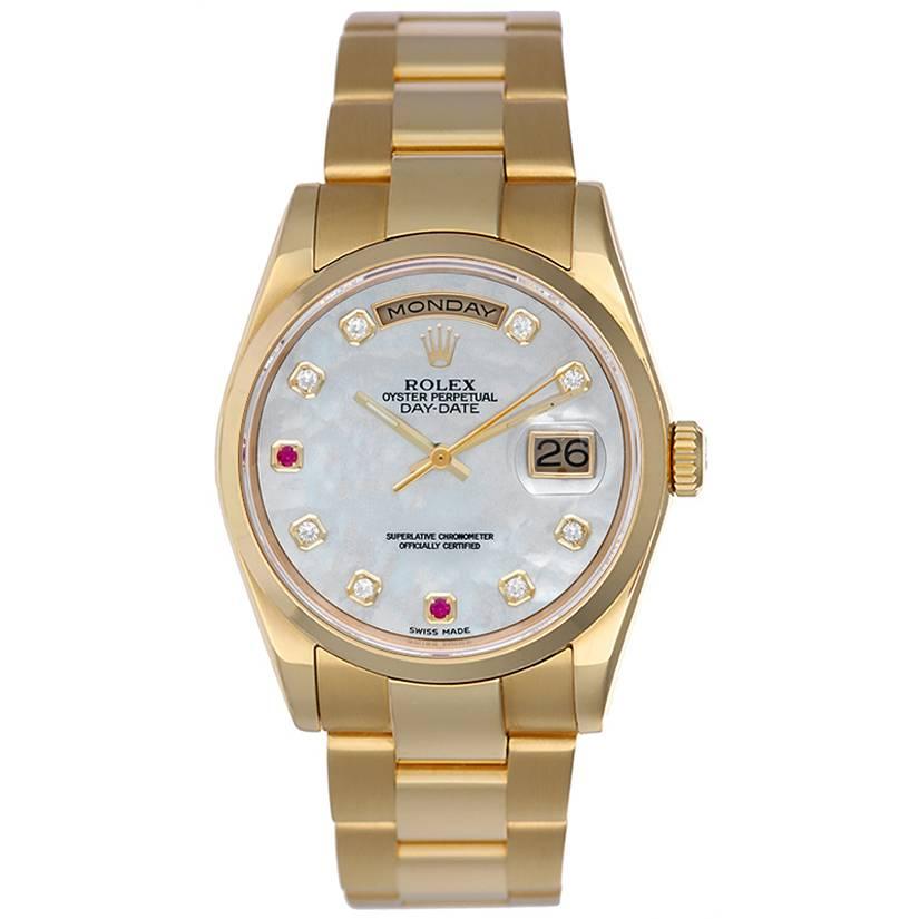 Rolex Yellow Gold Diamond President Day-Date Automatic Wristwatch Ref 118208 