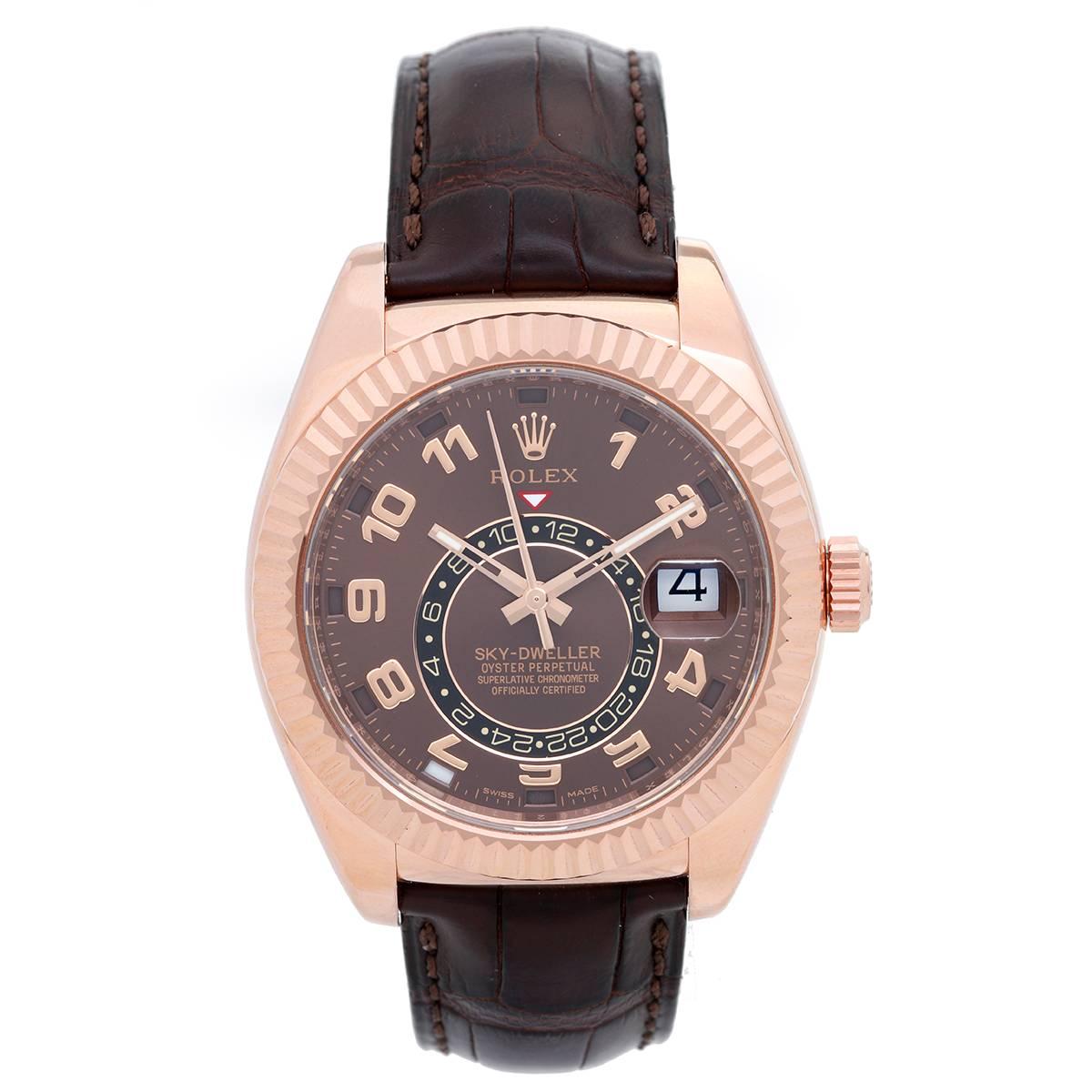 Rolex Rose Gold Sky-Dweller Annual Calendar GMT Automatic Wristwatch Ref 326135