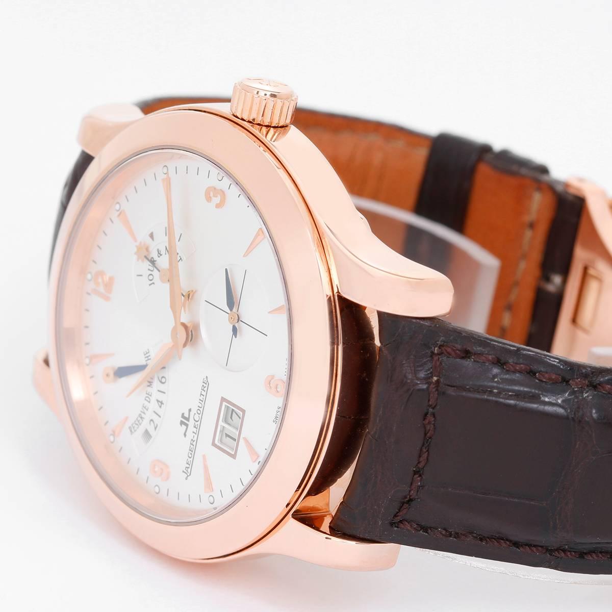 Jaeger-LeCoultre Rose Gold Master Eight Days Automatic Wristwatch In Excellent Condition In Dallas, TX