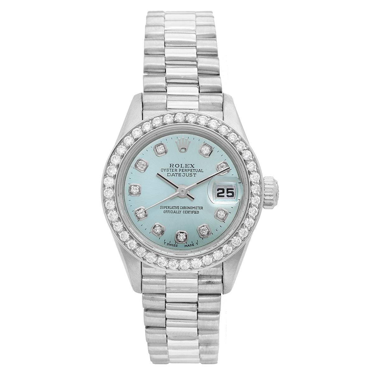 Rolex Ladies Platinum President Automatic Wristwatch Ref 79166