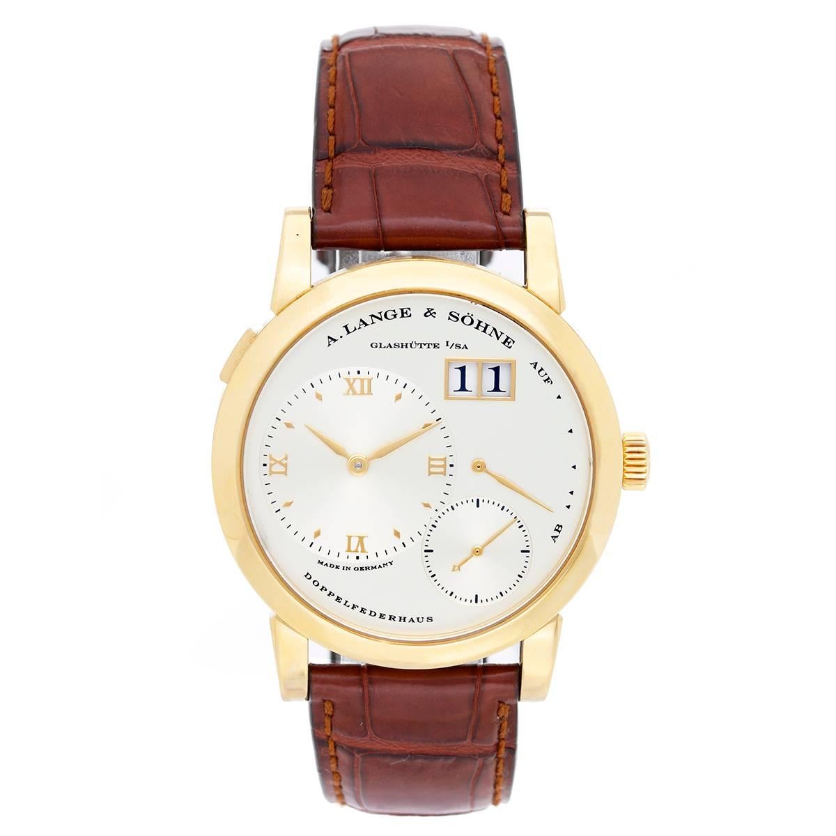 A. Lange & Sohne Yellow Gold Grande Lange 1 Power Reserve Big Date Wristwatch