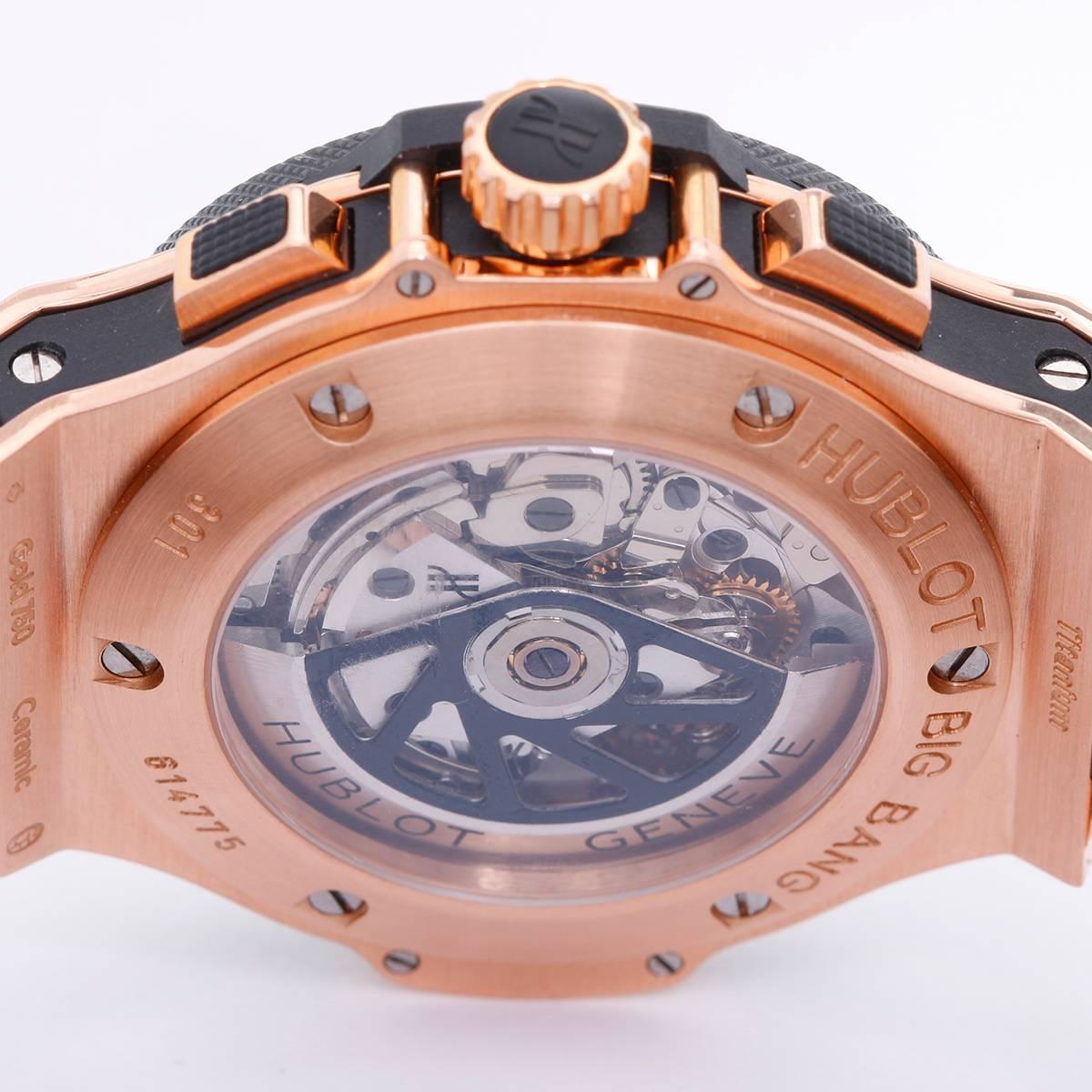 Hublot Rose Gold Big Bang Chronograph Automatic Wristwatch In Excellent Condition In Dallas, TX