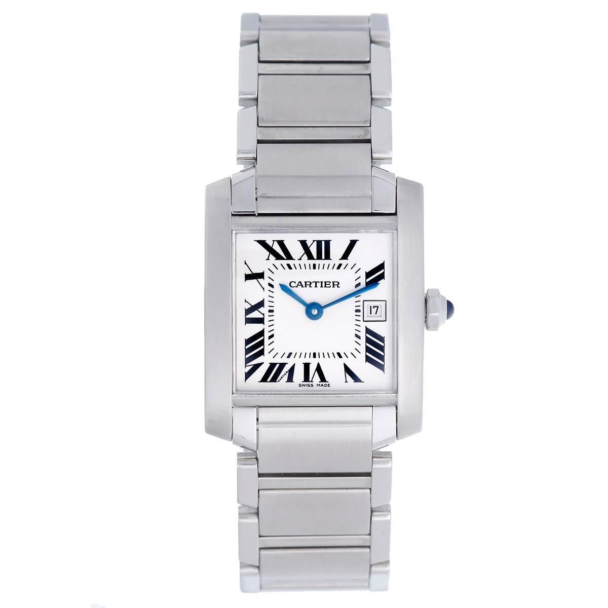 Cartier Stainless Steel Tank Francaise Midsize Quartz Wristwatch