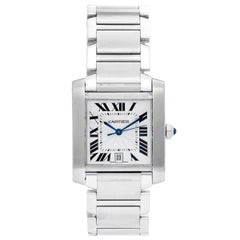 Cartier Stainless Steel Tank Francaise Automatic Wristwatch Ref W51002Q3