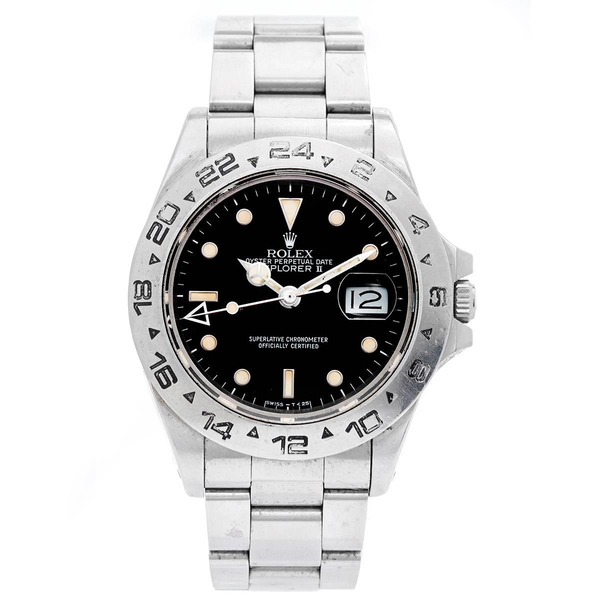 Rolex Stainless steel Explorer II Oyster bracelet Automatic Wristwatch Ref 16550