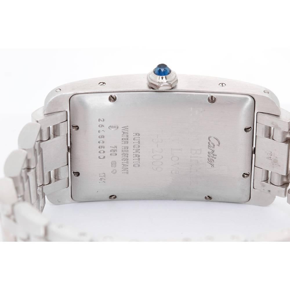 Men's Cartier White Gold Tank Americaine Automatic Wristwatch Ref W26055L1