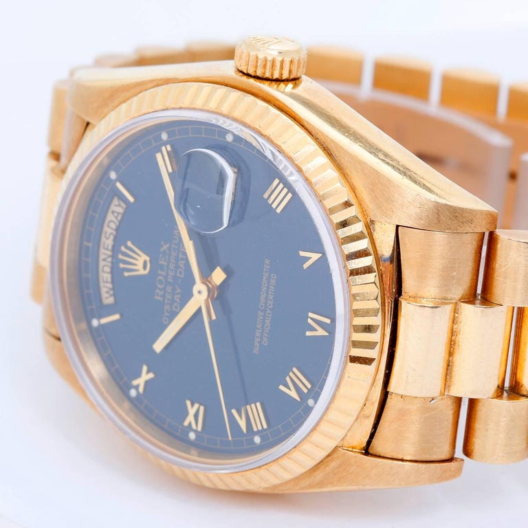 Rolex Yellow Gold Blue Dial President Day-Date Automatic Wristwatch Ref ...