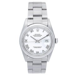 Rolex Stainless Steel Datejust White Roman Numerals Automatic Wristwatch