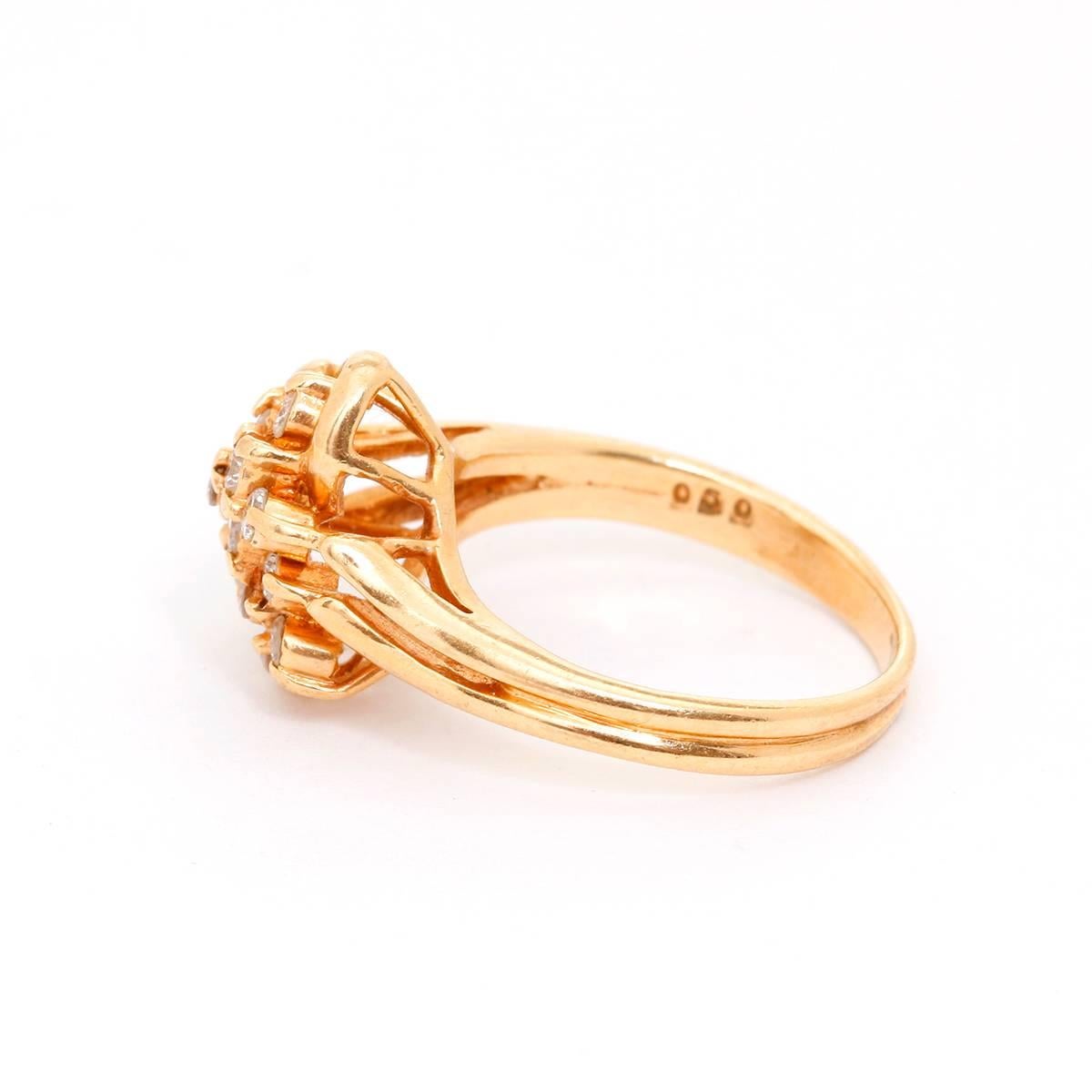 14K Yellow Gold Heart Diamond Ring Size 5.5 - . Beautiful heart shaped bouquet with diamonds. Total weight 3.1 grams. Perfect as a gift!.