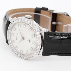 Hamilton White Gold Diamond Bezel Vintage Manual Wristwatch, Circa 1950s